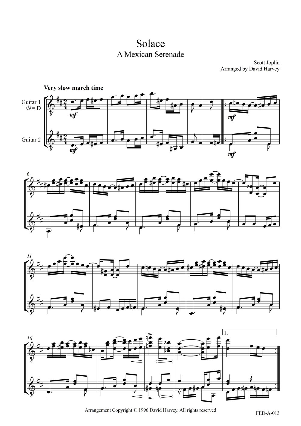 Solace - a Mexican Serenade - sample page