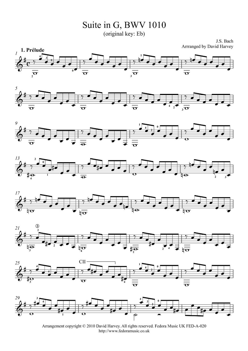 Suite in G, BWV 1010 (4th Cello Suite) - sample page