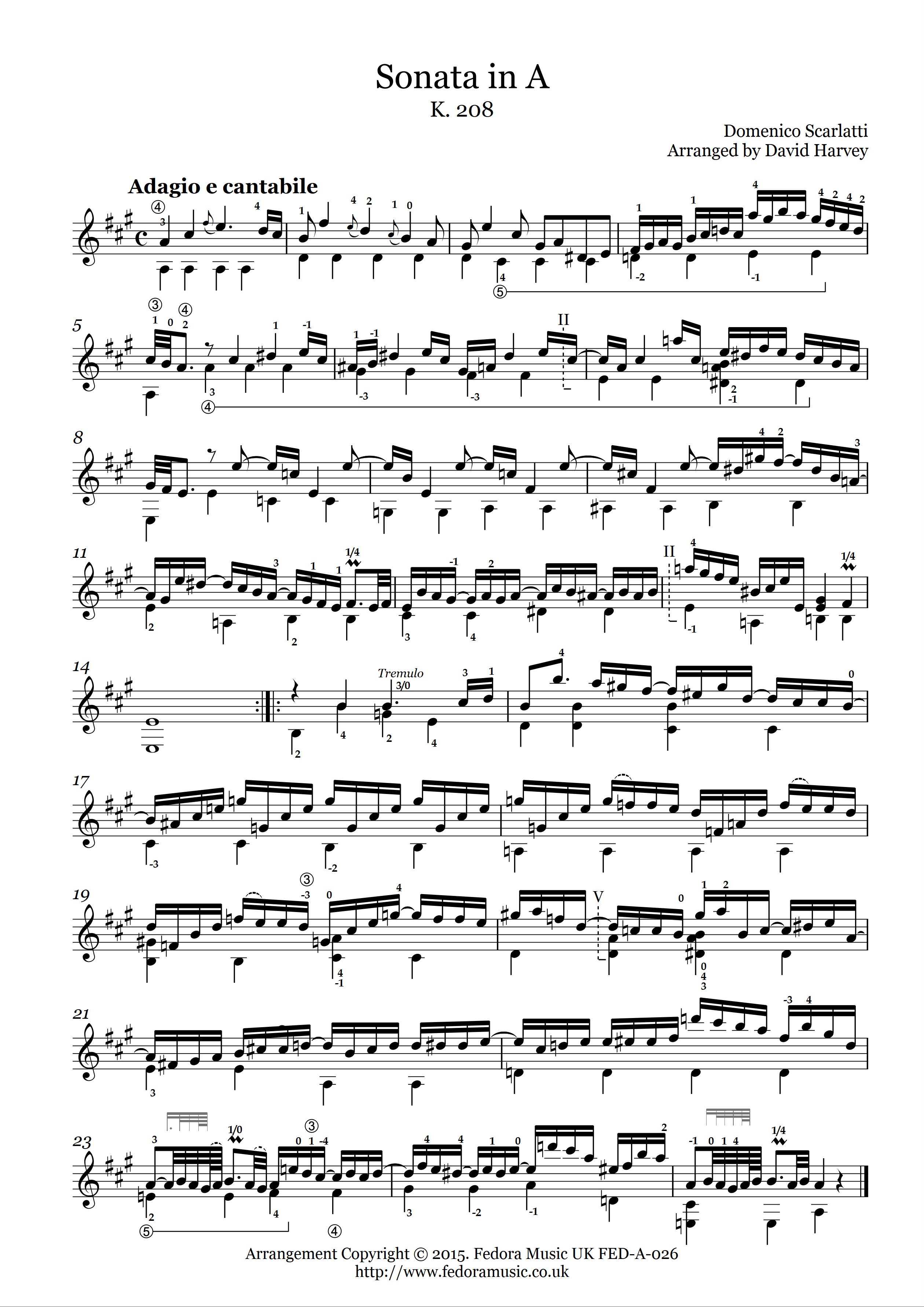 Sonata in A, K.208  (FREE DOWNLOAD!) - sample page
