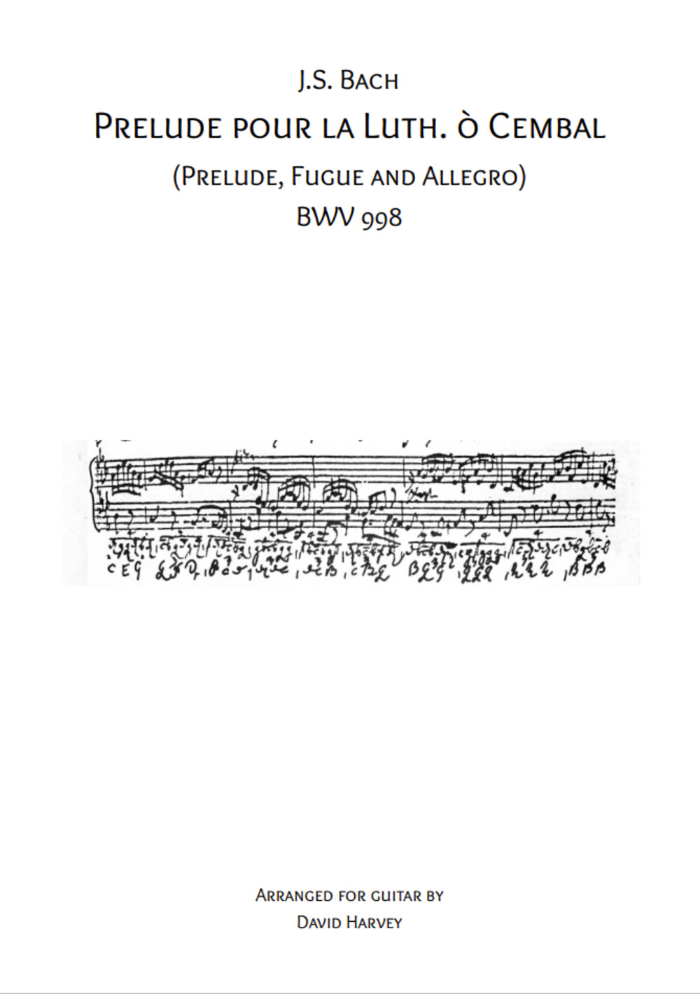 Prelude pour la Luth. ò Cembal BWV 998 (Prelude, Fugue and Allegro) - cover