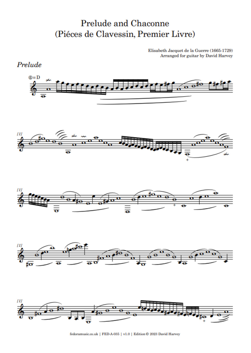 Prelude and Chaconne - sample page